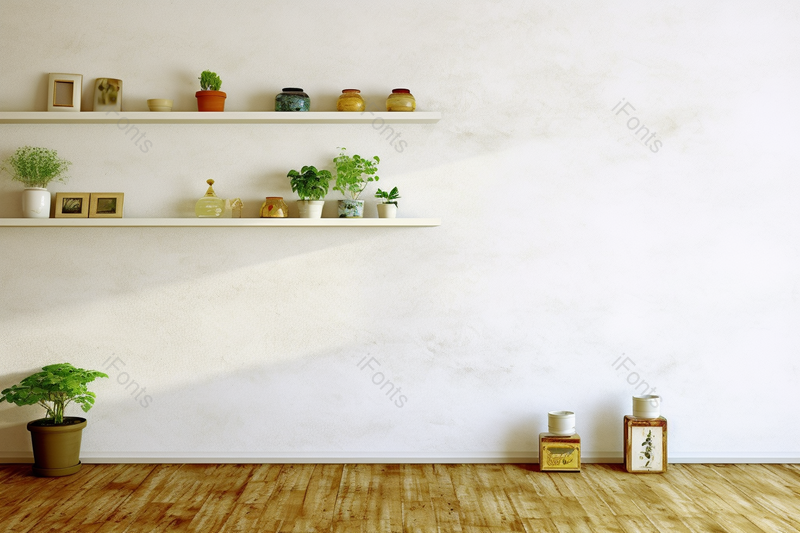 摆满绿植和装饰的空的室内留白背景墙素材样板间,高清,摄影图,摄影图片,图片大全,摄影图免费下载